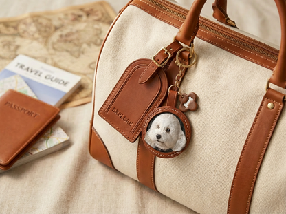 Custom Pet Leather Engraved Round