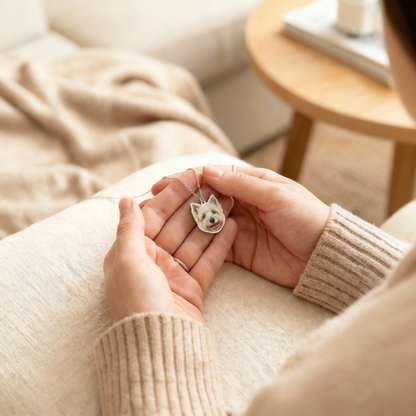 Custom Pet Face Portrait Necklace