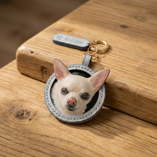 Custom Pet Leather Engraved Round