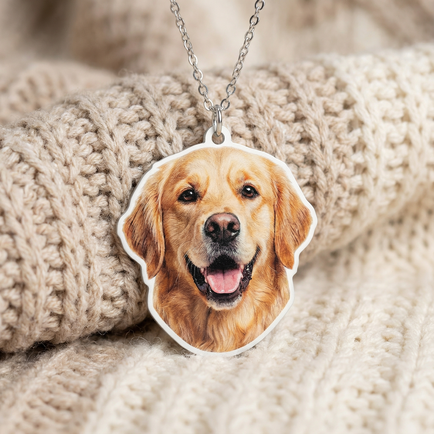 Custom Pet Face Portrait Necklace