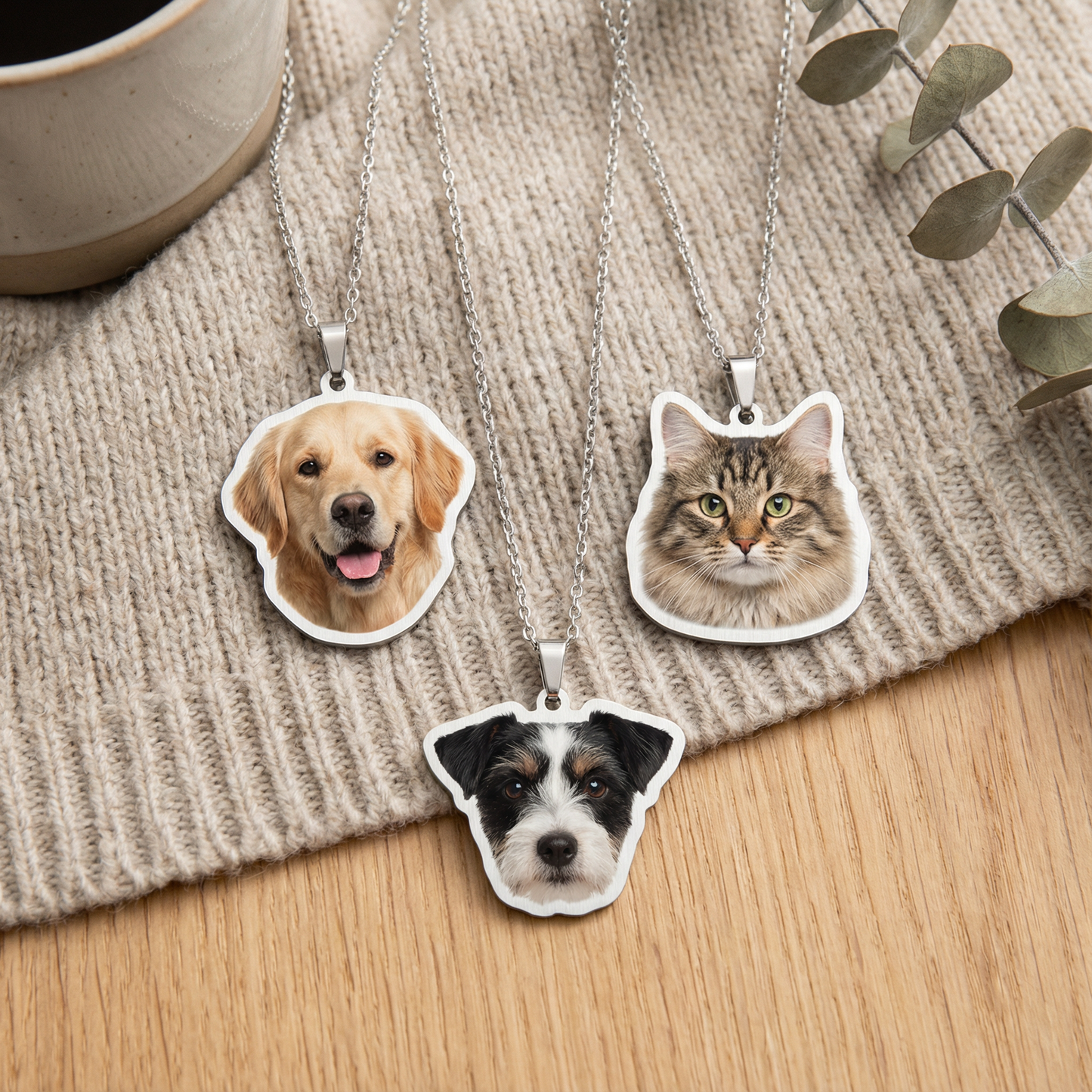 Custom Pet Face Portrait Necklace