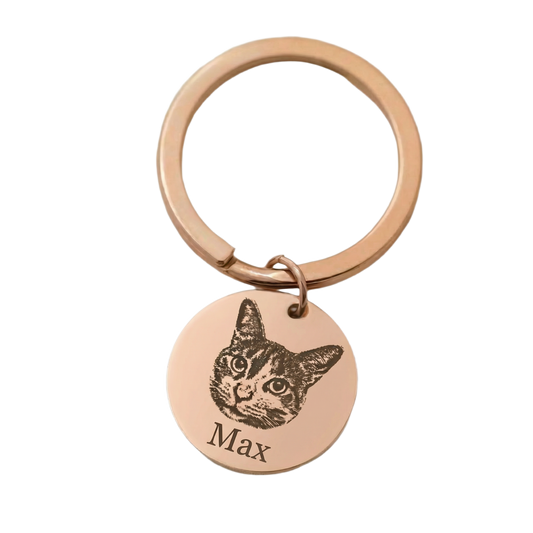Custom Pet Portrait Metal Keychain